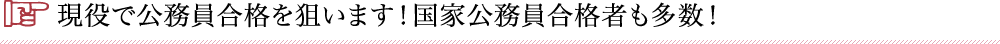 現役で公務員合格を狙います！国家公務員合格者も多数！