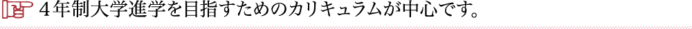 4年制大学進学を目指すためのカリキュラムが中心です。