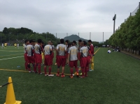 試合前の選手だけでのミーティング